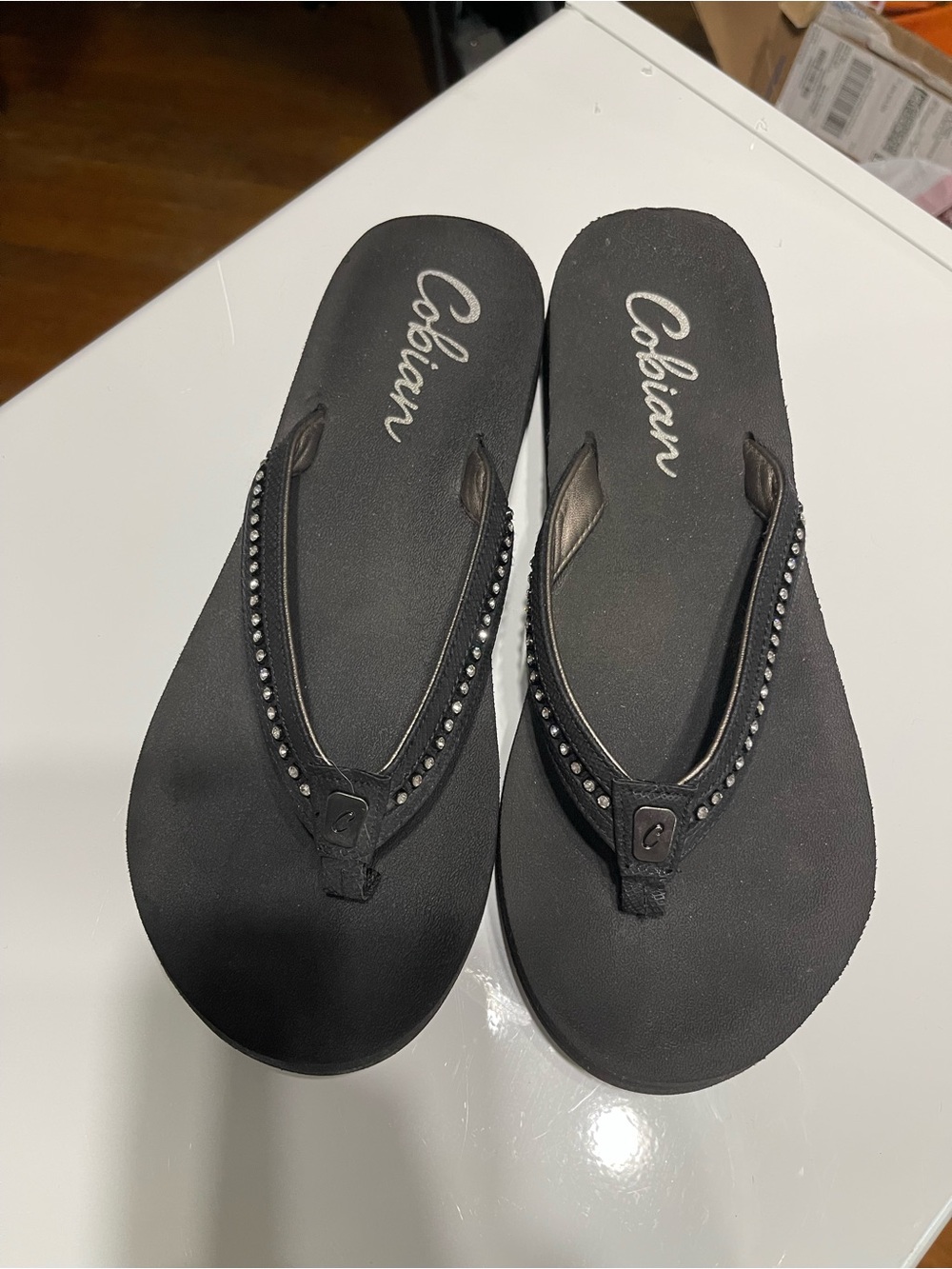 Cobian Black Rhinestone Strap Women's Sandals